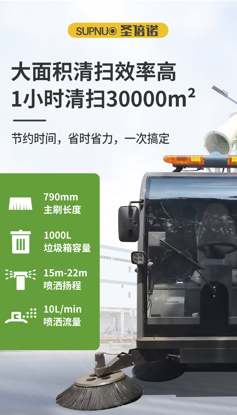 圣倍諾DS2200AW全封閉1噸自卸式垃圾箱駕駛式霧炮高壓沖洗電動(dòng)掃地車(chē)v_03
